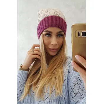 Čepice Bibiana fleecová čepice K264 tmavě fialová+světle béžová UNI