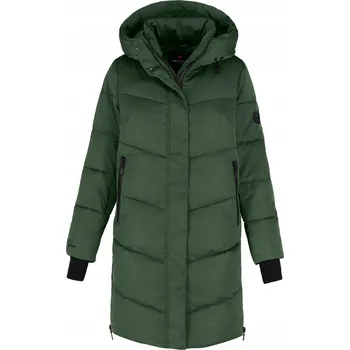 Dámský kabát Dámský dlouhý kabát S KAPUCÍ kapucí VOLCANO zelený, J-DILA XL