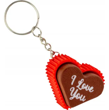Přívěsek Na Klíče přívěsek klikač hnědo-červený Srdce Valentýna 3D