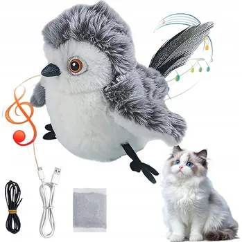 Hračka pro kočku Hračka pro kočky – interaktivní plyšový ptáček – pohyb a ptačí zvuky!