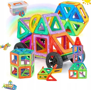 ostatní stavebnice STAVEBNICE STAVEBNICE VELKÉ MAGNETICKÉ DÍLKY 180 KS RAINBOW MAGNETIC TILES