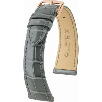 Řemínek na hodinky Kožený řemínek Hirsch London 04207130-7, šedý, aligátoří kůže, Quick Release