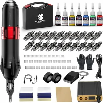 Tetovací strojek STROJEK NA NA TETOVÁNÍ SADA PRO KUFR PŘÍSLUŠENSTVÍ TATTOO