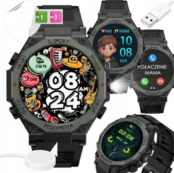 Hodinky Chytré Hodinky pro chlapce, Bluetooth hovory, krokoměr, LED displej, PL, svítilna