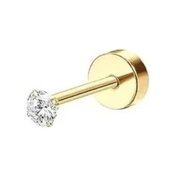 Piercing Zlatý piercing diamant 6 x 5 x 0,8 mm Chirurgická ocel Jemný třpytivý piercing s kamínkem 1–2 mm pro každodenní nošení