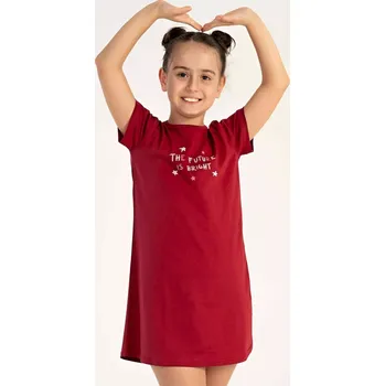 Chlapecké oblečení Dětská noční košile s krátkým rukávem Hvězdičky vínová 15 - 16