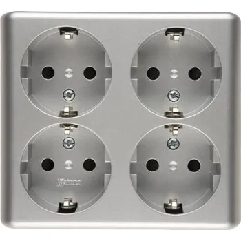 Elektrická zásuvka Čtyřnásobná zásuvka Kontakt-simon EGSZ4NZ/43 stříbrná matná