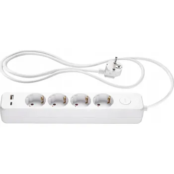 Napájecí kabel Prodlužovací Kabel lišta TRONIC s přepěťovou ochranou 1,5 m, 4 ks, bílá