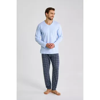 Pánské pyžamo 3476 PÁNSKÉ DLOUHÉ PYŽAMO MARK 3XL-4XL modrá 3xl