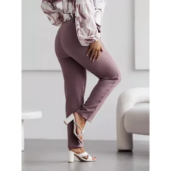 Dámské kalhoty Elegantní dámské kalhoty plus size v barvě cappuccino (728) odstíny béžové 48