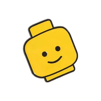 Brož Kancelářský brož 2,5 x 3 cm Zinková slitina Hlava lego postavičky Žlutá dekorativní odznak na sako batoh tašku
