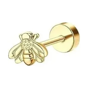 Piercing Zlatý piercing hmyz 6 x 5 x 0,8 mm Chirurgická ocel Jemný minimalistický piercing s originálním hmyzím motivem