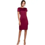 K041 Plášťové šaty s kapucí na zádech - bordó EU S