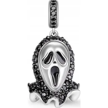Přívěsek Stříbrný přívěsek černá maska Výkřik, korálek ze stříbra Stříbro 925