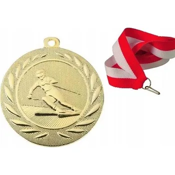 ZLATÁ MEDAILE LYŽOVÁNÍ 50MM + STUHA, lyže