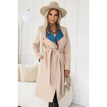 582-1 Polský pohodlný kabát s barevnou vložkou na límci - BEISE XL