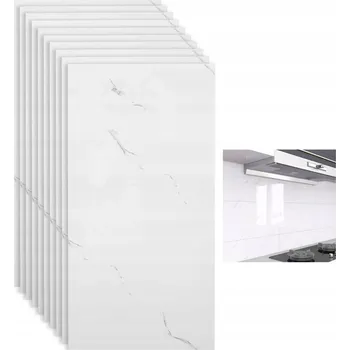 Fototapeta PANELE ŚCIENNE MARMUROWE 30X60 TAPETA SAMOLEPICÍ BÍLÁ 10 KS VODĚODOLNÉ