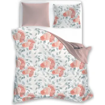 Povlečení POVLEČENÍ bavlněný satén KVĚTY 160x200 + 2x 70x80 sada 3 dílná