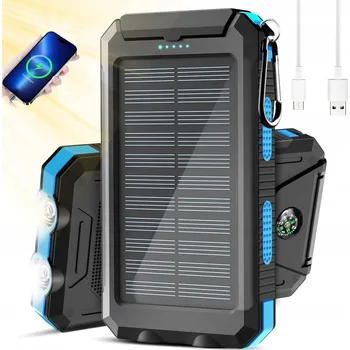 Powerbanka Powerbanka 30000 mAh se solárním nabíjením a LED svítilnou