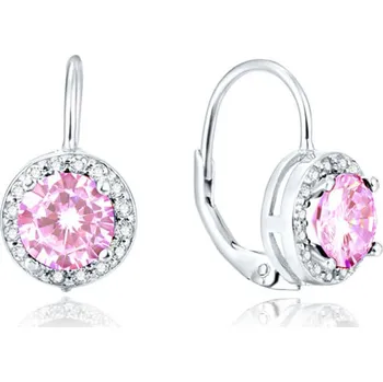 Náušnice Stříbrné náušnice s růžovými krystaly AGUC1159 Beneto
