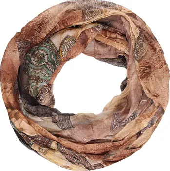 Šála Lehká duhová kruhová šála se vzorem Pastel Air hnědá