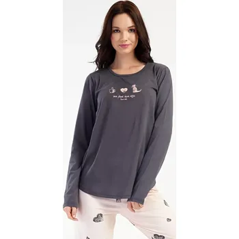 Pánská móda Dámské pyžamo dlouhé Kočka světle lososová XL