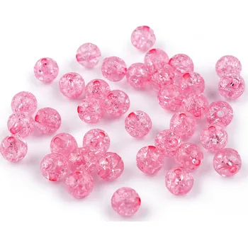 Korálek Plastové korálky kraklované Ø8 mm, Balení 500 g, Varianta 21 (24) zelená lahvová