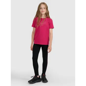 Dívčí legíny 4F dětské legíny klasické bavlna černé velikost 158