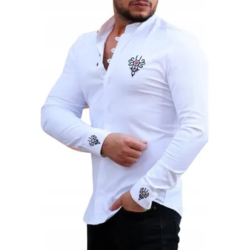 Pánská košile Rubaska pánská košile, horský styl, slim střih, dlouhý rukáv, bavlna, velikost L