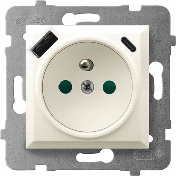 Elektrická zásuvka Elektrická Zásuvka USB nástěnná Ospel béžová