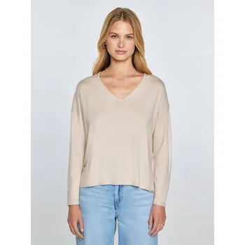 Dámský svetr BIG STAR DÁMSKÝ SVETR Z VISKÓZY BÉŽOVÝ FAUSTII 906 L