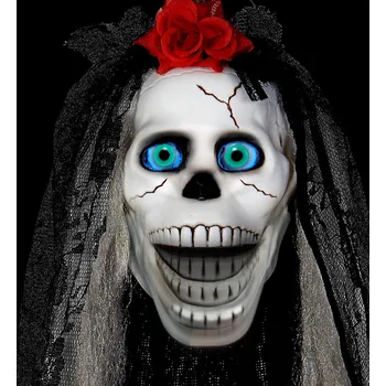 Mluvící lebka s hýbajícími se ústy a blikajícíma očima 80 cm