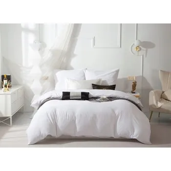 Povlečení Luxusní Saténové Povlečení Bílé Queen 160x200 cm Zlatá Pasulka Lemování