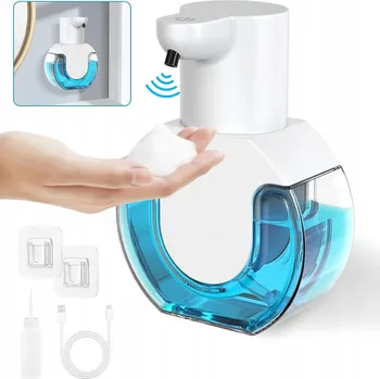 Dávkovač mýdla VELKÝ BEZDOTYKOVÝ AUTOMATICKÝ DÁVKOVAČ MÝDLA 420ML NA ZEĎ USB VODĚODOLNÝ