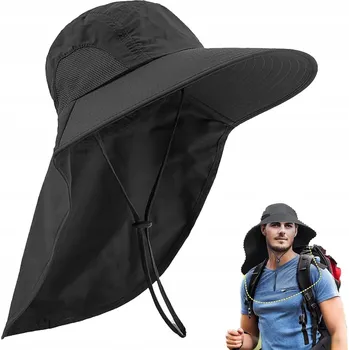 Klobouk TURISTICKÝ KLOBOUK PROTI SLUNCI, PRODYŠNÝ, ČERNÝ