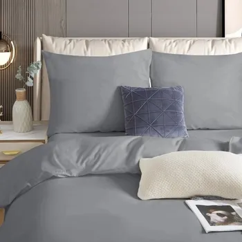 Povlečení LŮŽKOVÉ POVLEČENÍ BAVLNA 160X200 + 2X POVLAKY NA POLŠTÁŘE 70X80 JEDNOBAREVNÉ GRAFIT