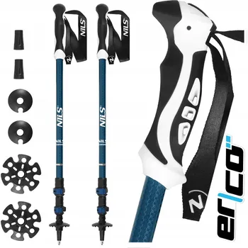 Trekingová hůl TREKINGOVÉ HOLE SKLÁDACÍ NASTAVITELNÉ HLINÍKOVÉ LEHKÉ TELESKOPICKÉ