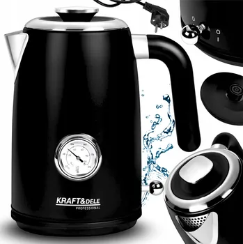 Rychlovarná konvice CZAJNIK ELEKTRYCZNY 2200W BEZPRZEWODOWY ČERNÁ 1L UKAZATEL TEPLOTY VÝKONNÁ