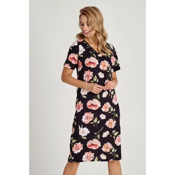 Dámská noční košile 3134 DÁMSKÉ TRIČKO PEONY S-XL černá S