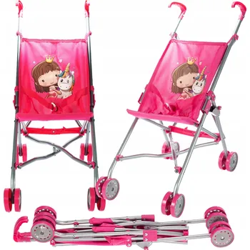 Kočárek pro panenku Kočárek pro panenky MalPlay skládací růžový sporťák 53 cm