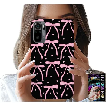 Pouzdro na mobilní telefon POUZDRO pro XIAOMI NOTE 10 / 10S - Černo-růžové stuhy mašle stuha