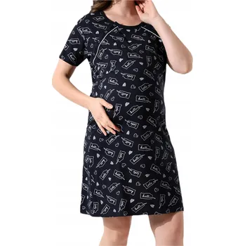 Dámské noční prádlo Těhotenská košile NA KOJENÍ noční tmavě modrá love druky M