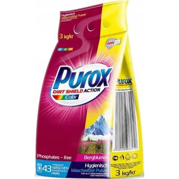 Přípravek na praní Prací prášek PUROX Color na barevné prádlo, 43 dávek, 3 kg