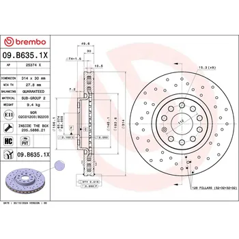 Brzdový kotouč Brzdový kotouč BREMBO 09.B635.1X