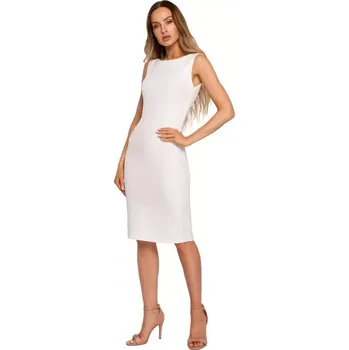 Dámské šaty M667 Šaty Shaeth s ozdobným řetízkem na zádech - ecru barva EU L