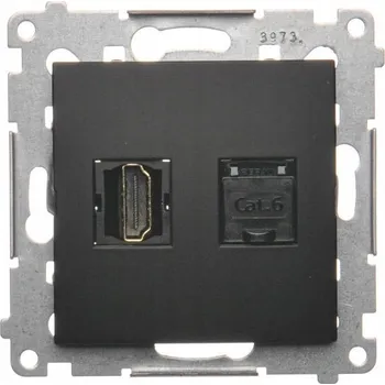 Elektrická zásuvka Internetová zásuvka nástěnná Kontakt-simon černá