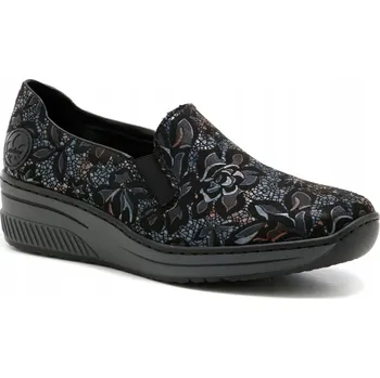 Dámské polobotky Polobotky RIEKER 48752-90 s květinovým vzorem černé
