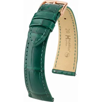 Řemínek na hodinky Kožený řemínek Hirsch London 04207149-7, zelený, aligátoří kůže, Quick Release