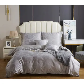 Povlečení POVLEČENÍ 160x200 BAVLNĚNÝ SATÉN SADA 3 DÍLNÁ ELEGANTNÍ VÝŠIVKA AT010