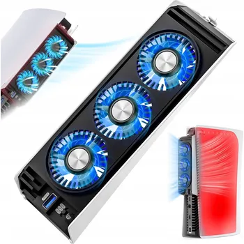 Domácí ventilátor CHLADICÍ VENTILÁTOR LED PRO PLAYSTATION 5 PRO, 2 REŽIMY OTÁČEK, 3 VENTILÁTORY